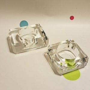 2 piece set of crystal candle holders.